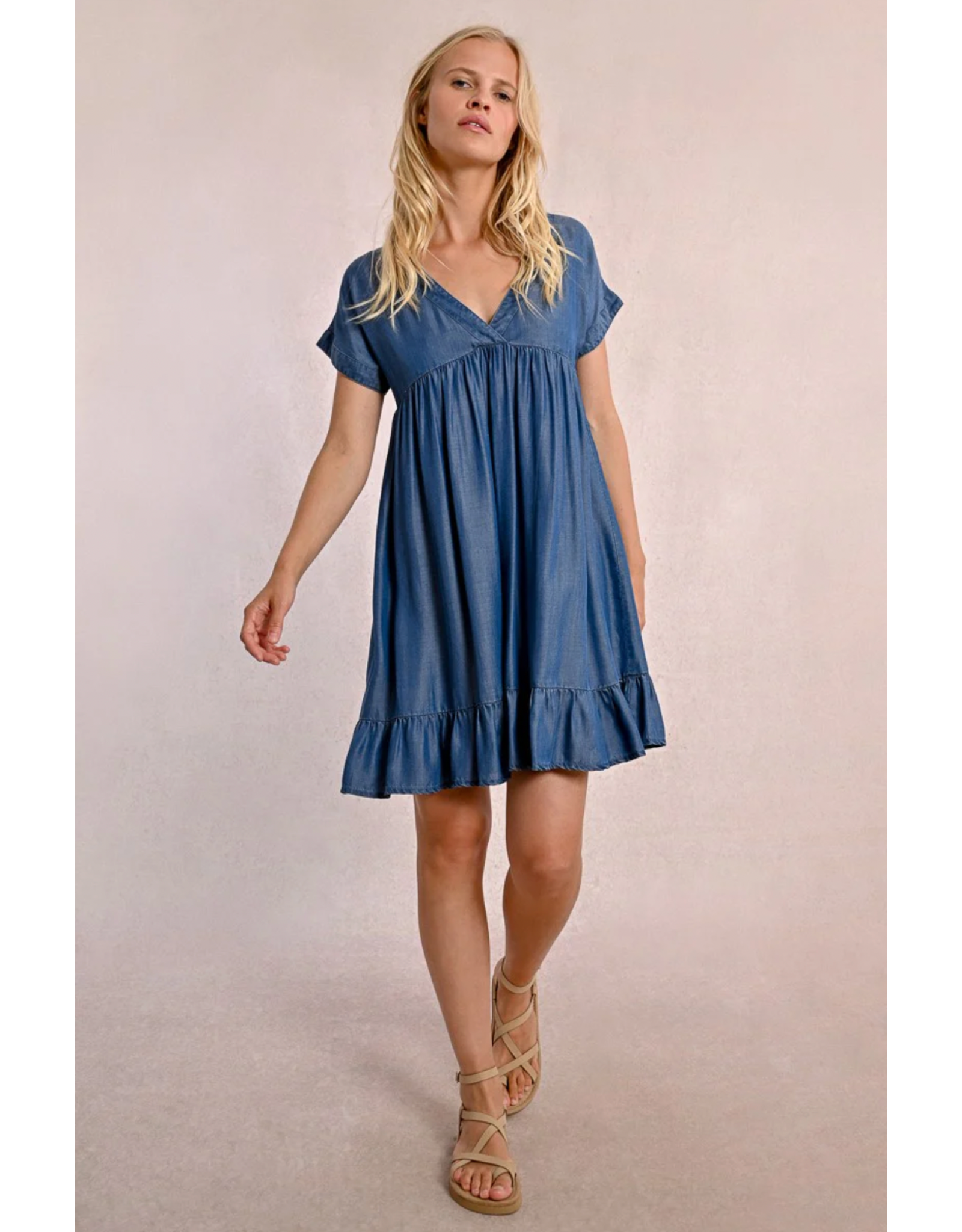Molly Bracken Molly Bracken -  Short Lyocell Dress (Blue Denim)