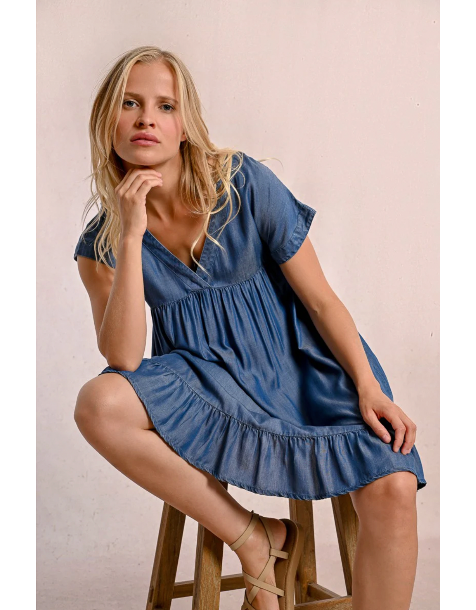 Molly Bracken Molly Bracken -  Short Lyocell Dress (Blue Denim)