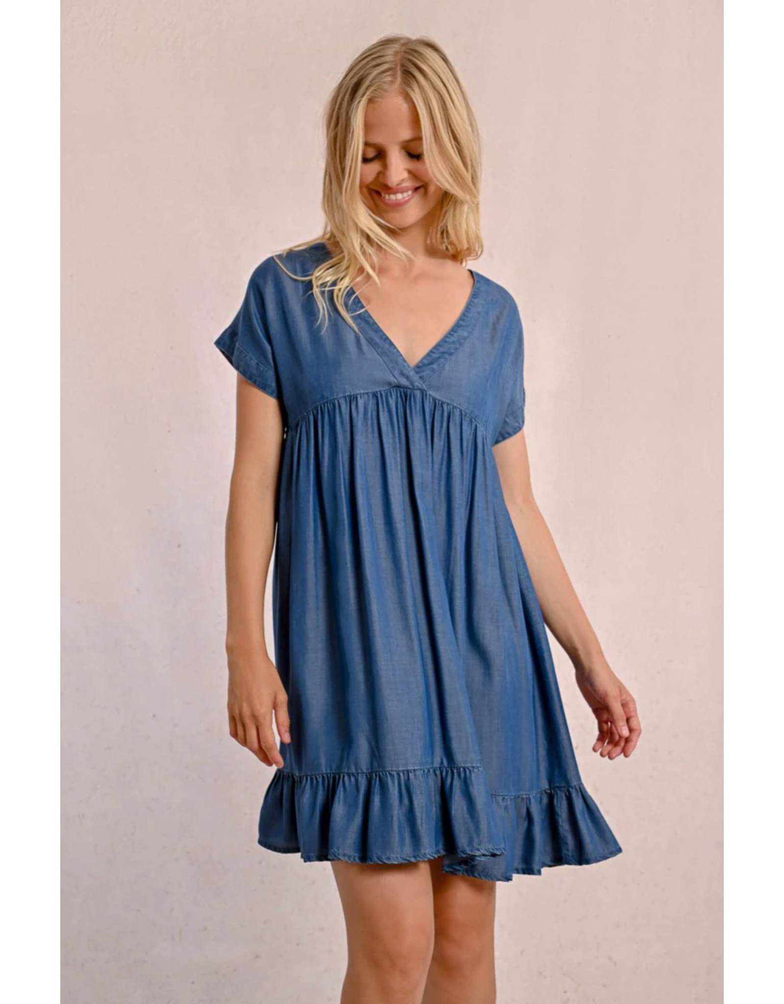 Molly Bracken Molly Bracken -  Short Lyocell Dress (Blue Denim)