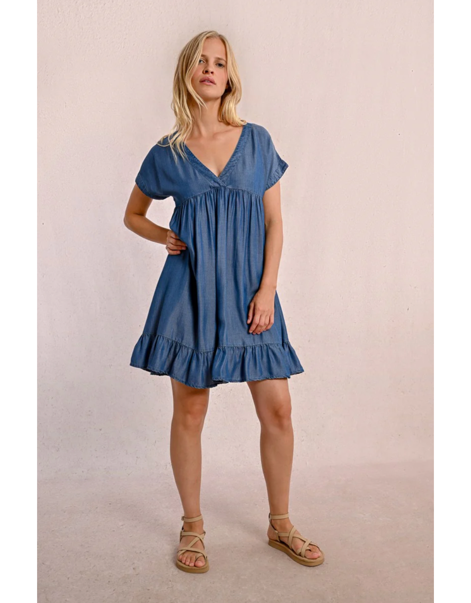 Molly Bracken Molly Bracken -  Short Lyocell Dress (Blue Denim)