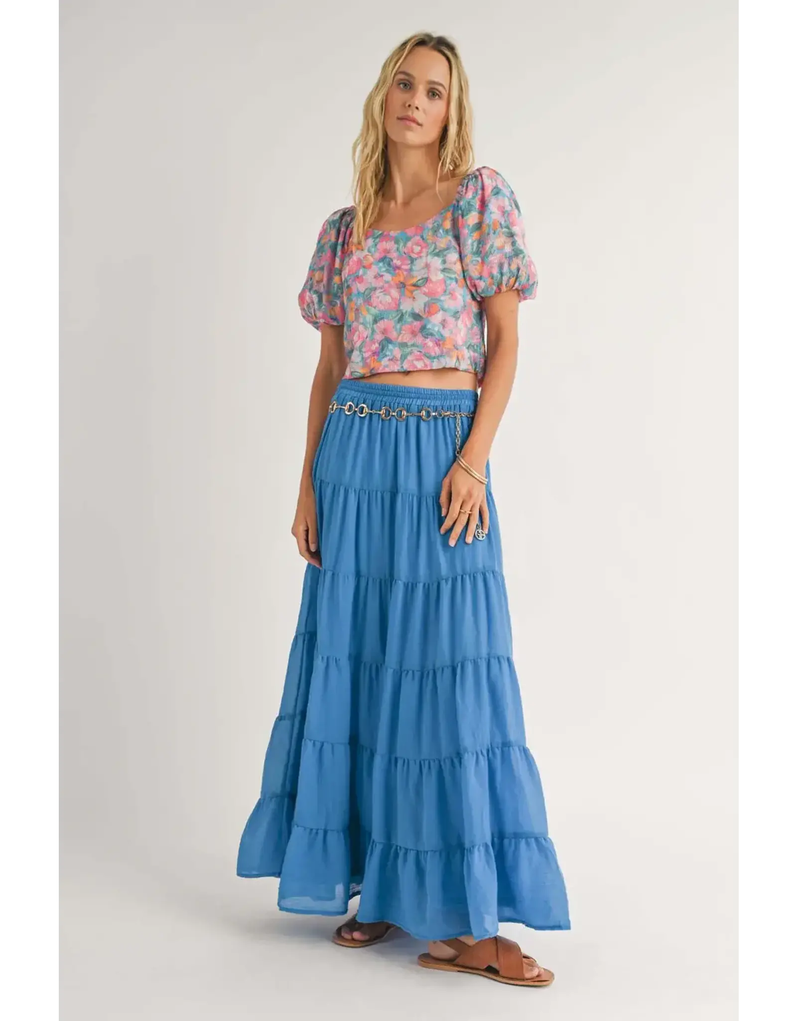 Sadie & Sage Sadie & Sage - Lei Balloon Sleeve Top (Blue)