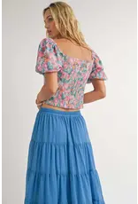Sadie & Sage Sadie & Sage - Lei Balloon Sleeve Top (Blue)