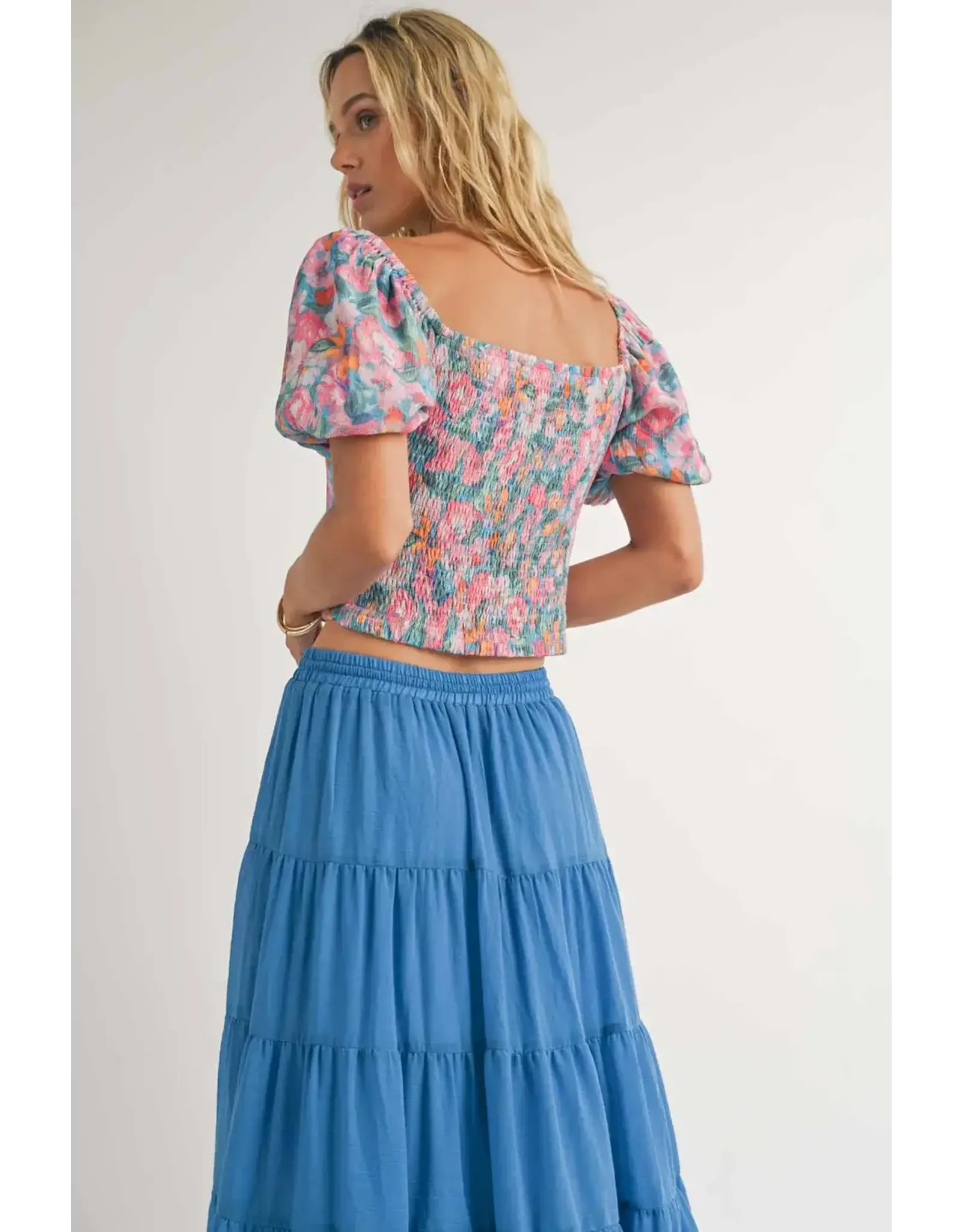 Sadie & Sage Sadie & Sage - Lei Balloon Sleeve Top (Blue)
