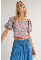 Sadie & Sage Sadie & Sage - Lei Balloon Sleeve Top (Blue)