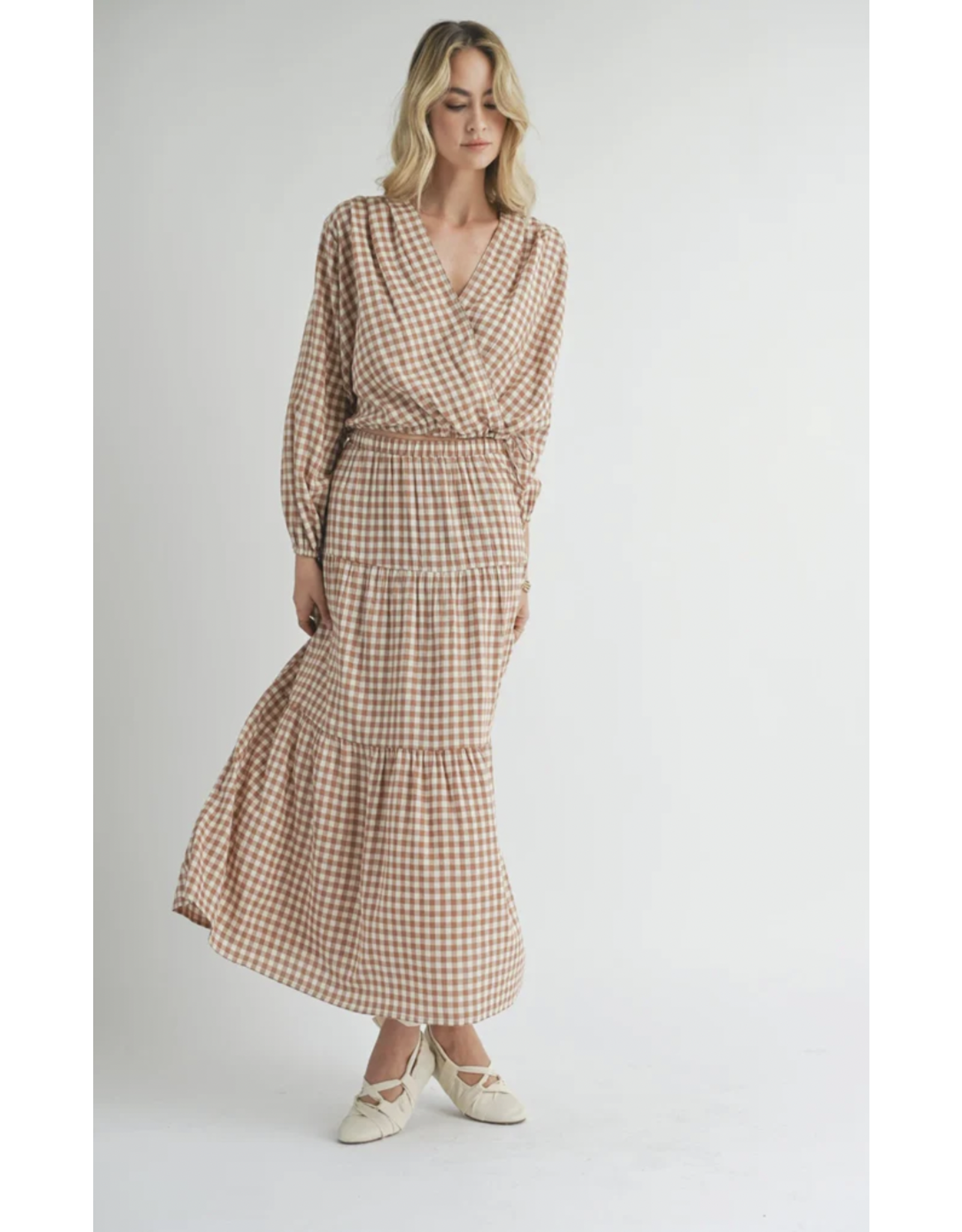 Sadie & Sage Sadie & Sage - Souvenirs Surplice Top (Brown / Ivory)