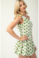 glam One Shoulder Balloon Hem Romper (Green)