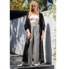 ee:some Lace Kimono with Waist Tie (Black)