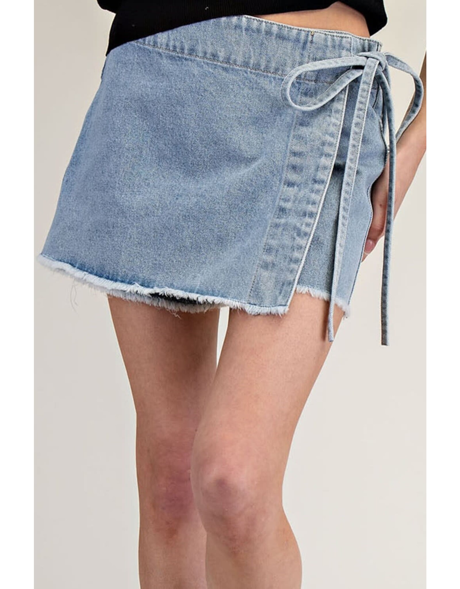 ee:some Denim Wrap Tie Waist Skort