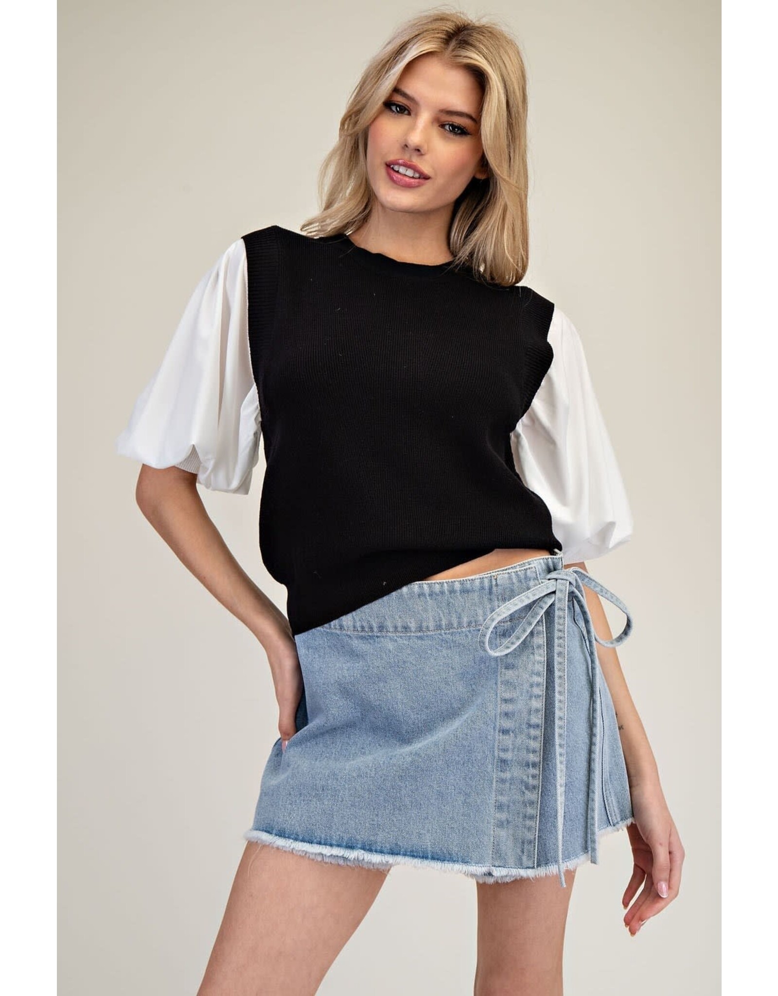 ee:some Denim Wrap Tie Waist Skort