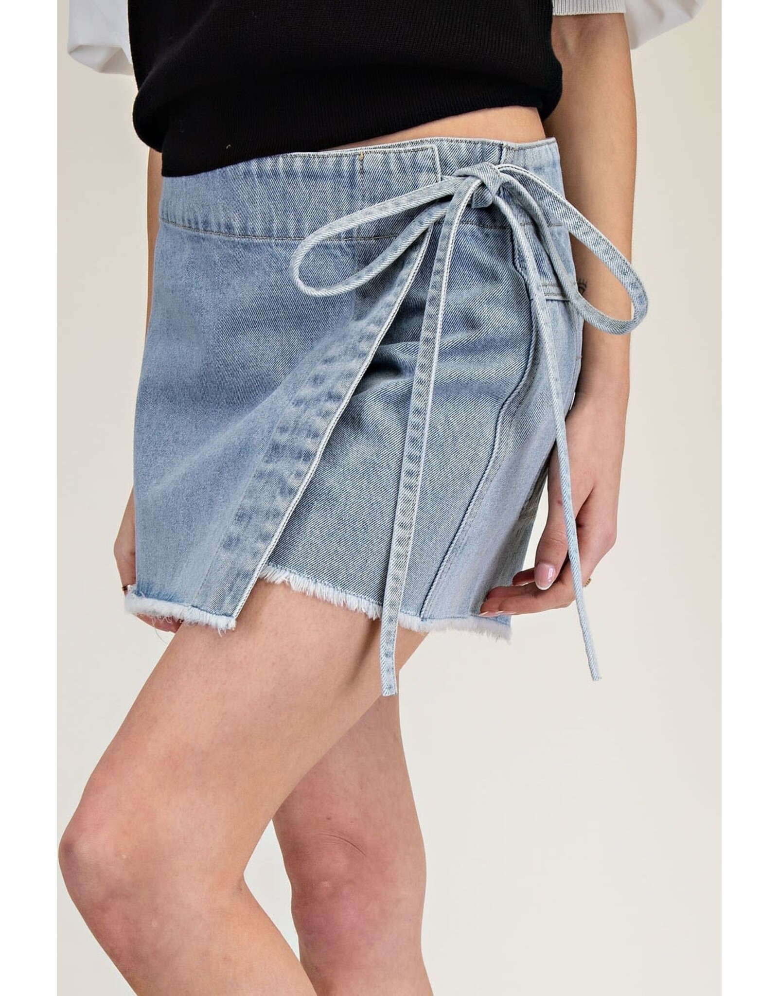 ee:some Denim Wrap Tie Waist Skort