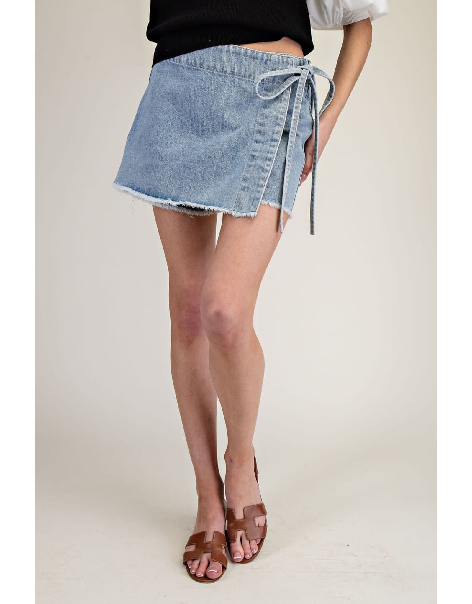 ee:some Denim Wrap Tie Waist Skort