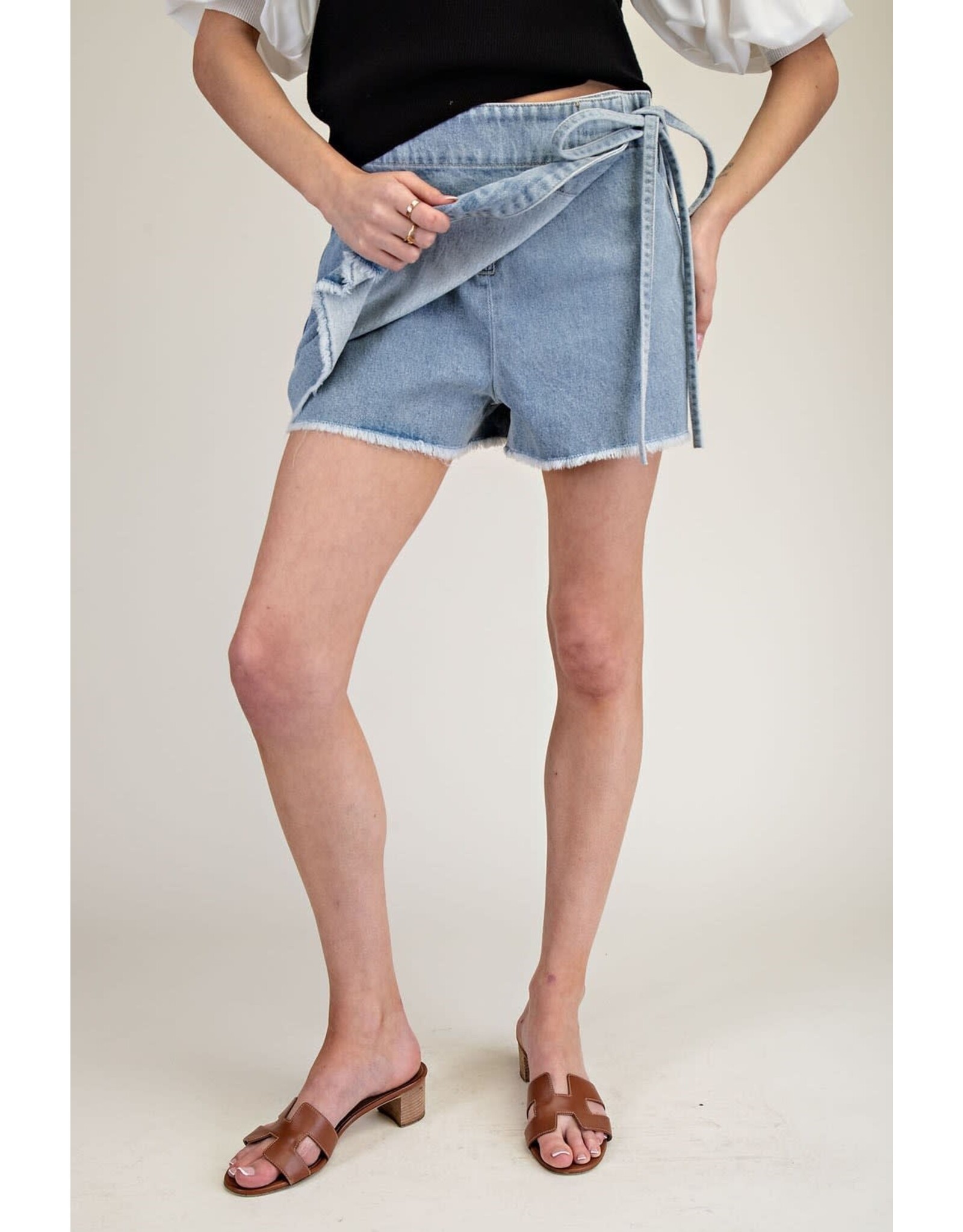 ee:some Denim Wrap Tie Waist Skort