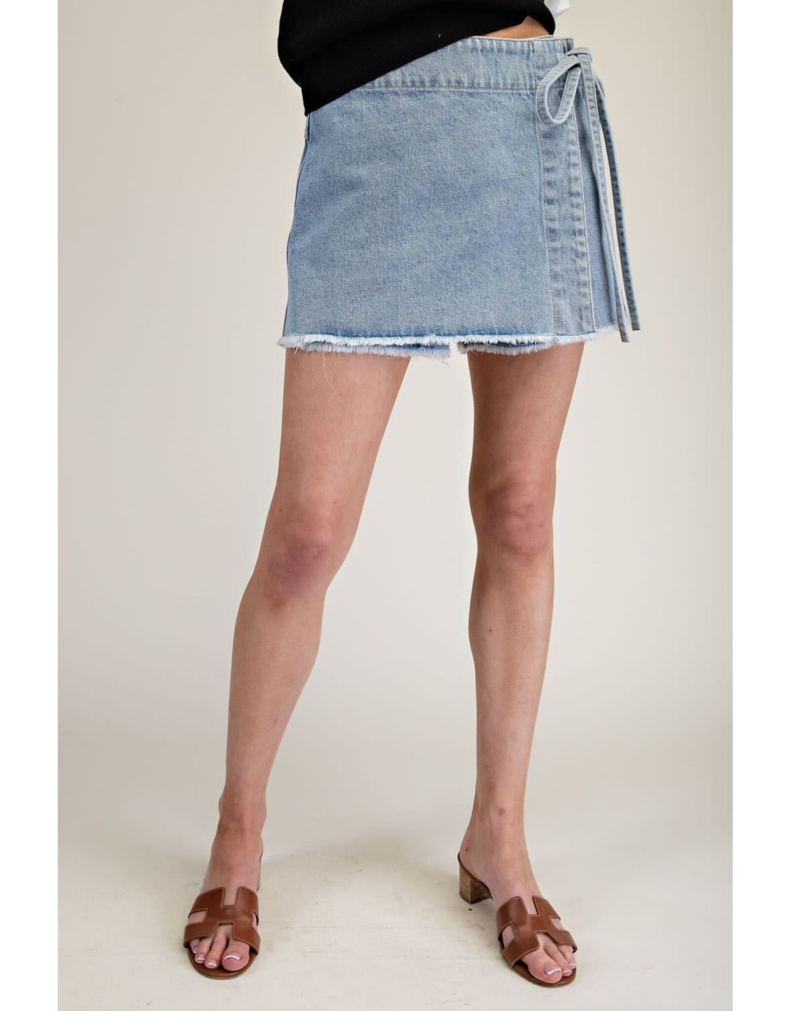 ee:some Denim Wrap Tie Waist Skort