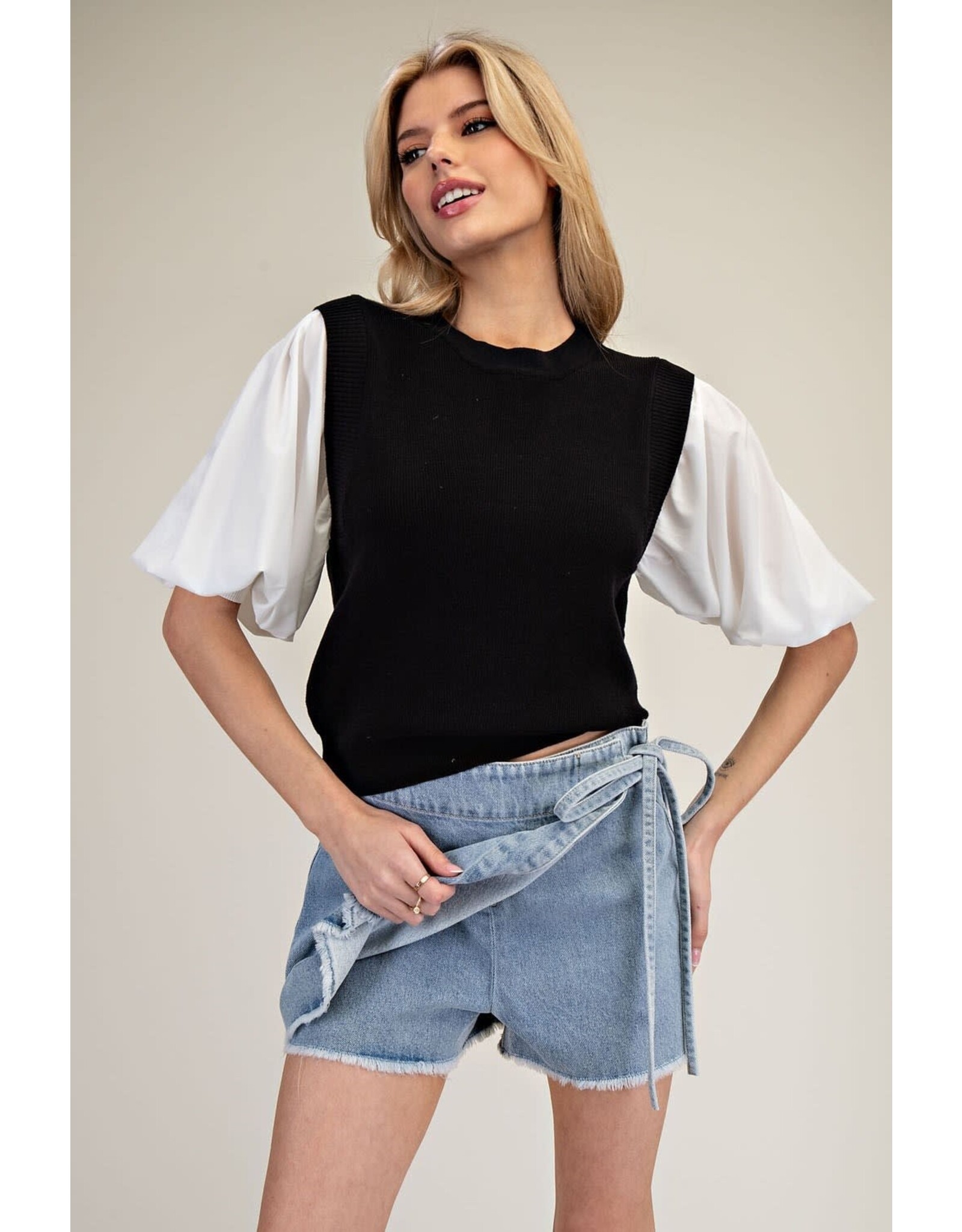 ee:some Denim Wrap Tie Waist Skort