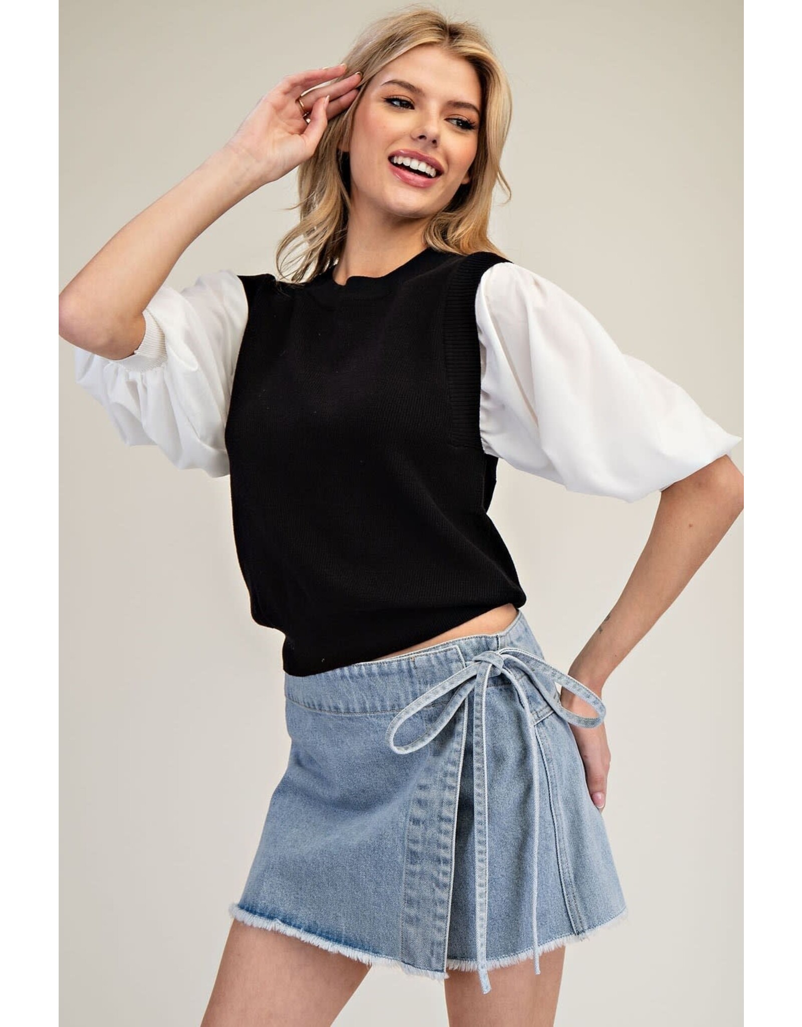 ee:some Denim Wrap Tie Waist Skort