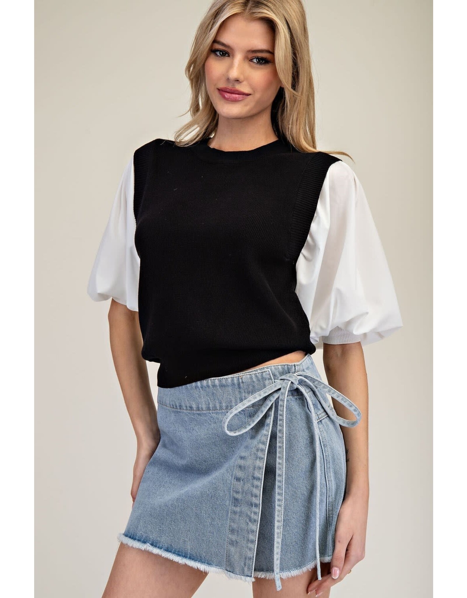 ee:some Denim Wrap Tie Waist Skort