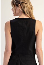 ee:some Tie Front Sleeveless Top (Black)