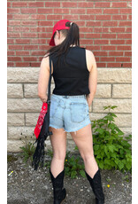 ee:some Tie Front Sleeveless Top (Black)