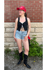 ee:some Tie Front Sleeveless Top (Black)