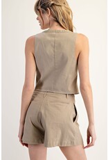 ee:some Tie Front Sleeveless Top (Coco)