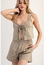 ee:some Tie Front Sleeveless Top (Coco)
