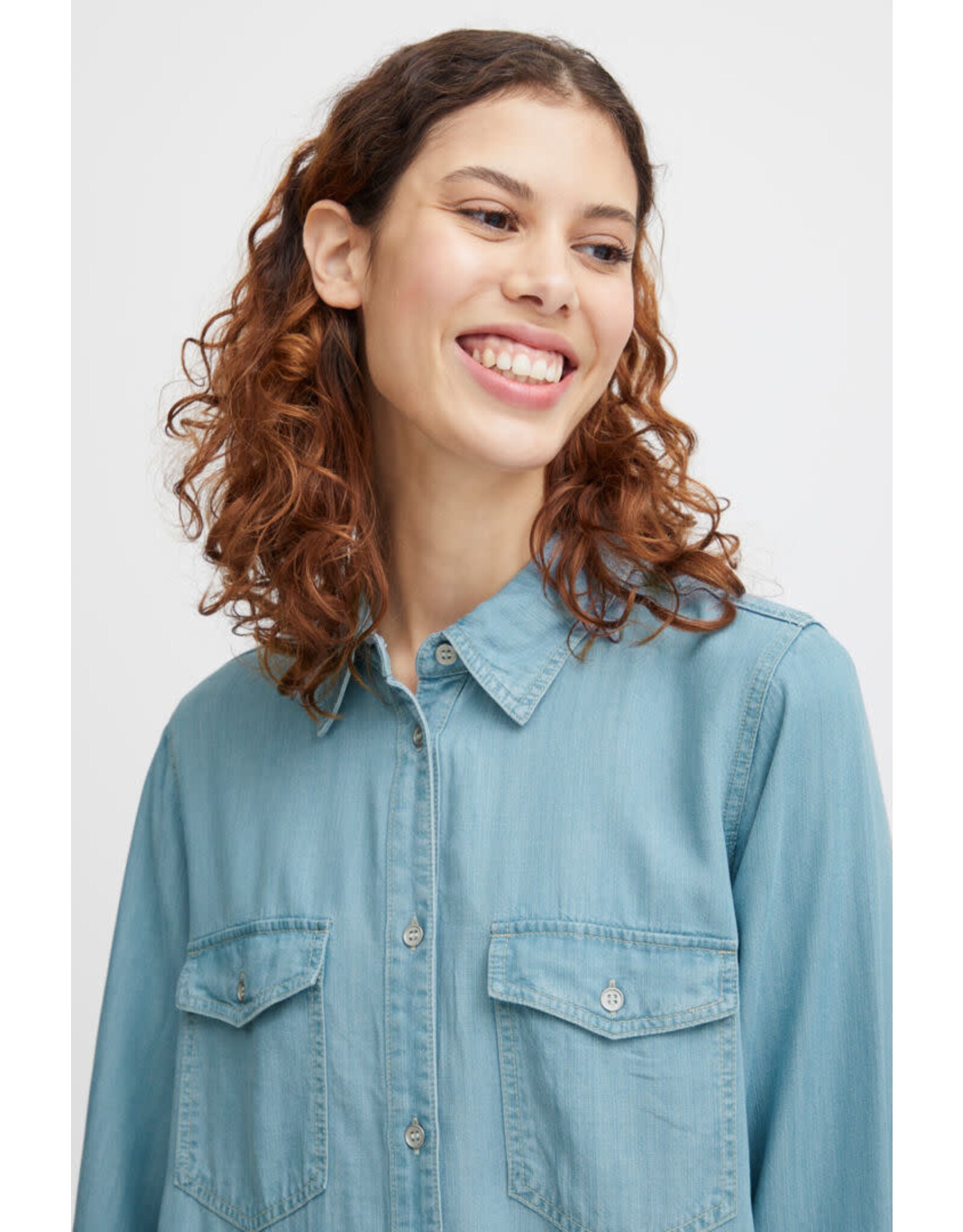 b.young b.young - Lana Denim Shirt Dress (Light Blue)