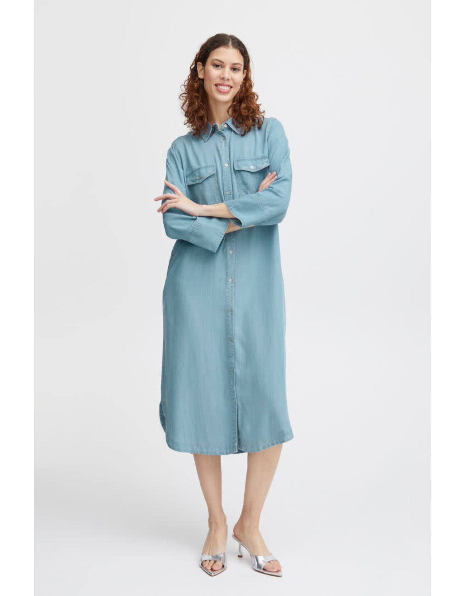 b.young b.young - Lana Denim Shirt Dress (Light Blue)