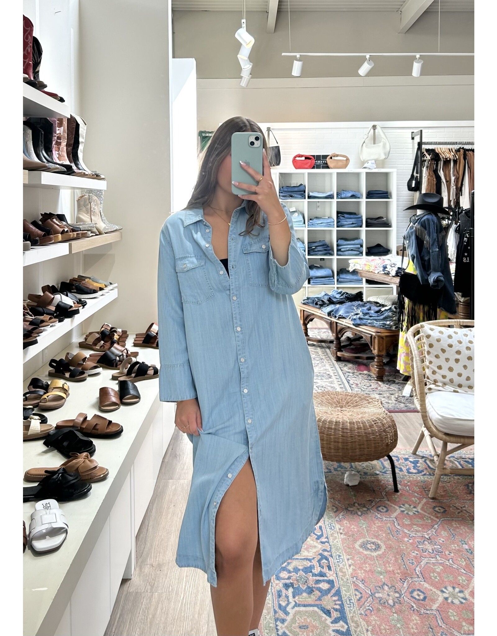 b.young b.young - Lana Denim Shirt Dress (Light Blue)