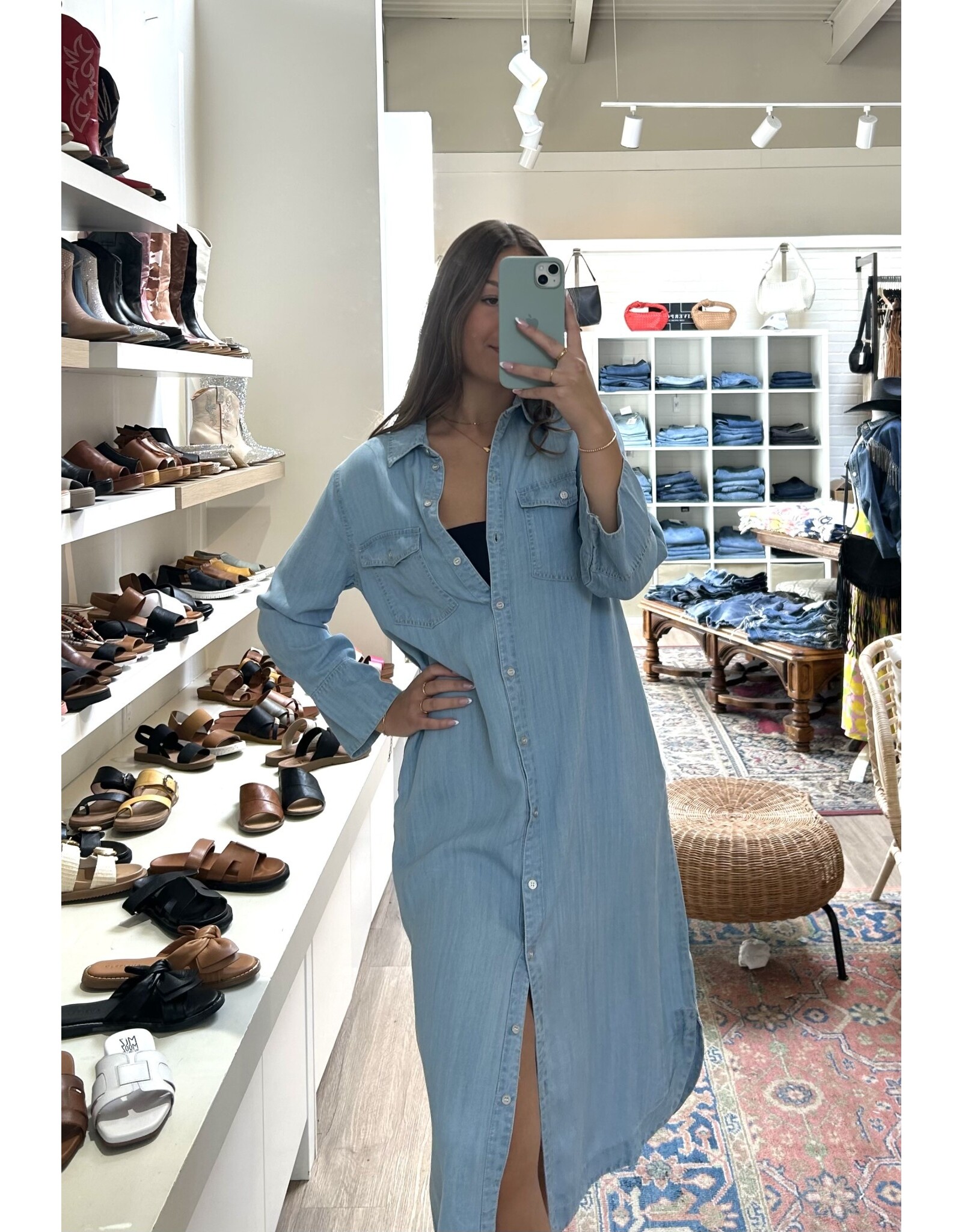 b.young b.young - Lana Denim Shirt Dress (Light Blue)