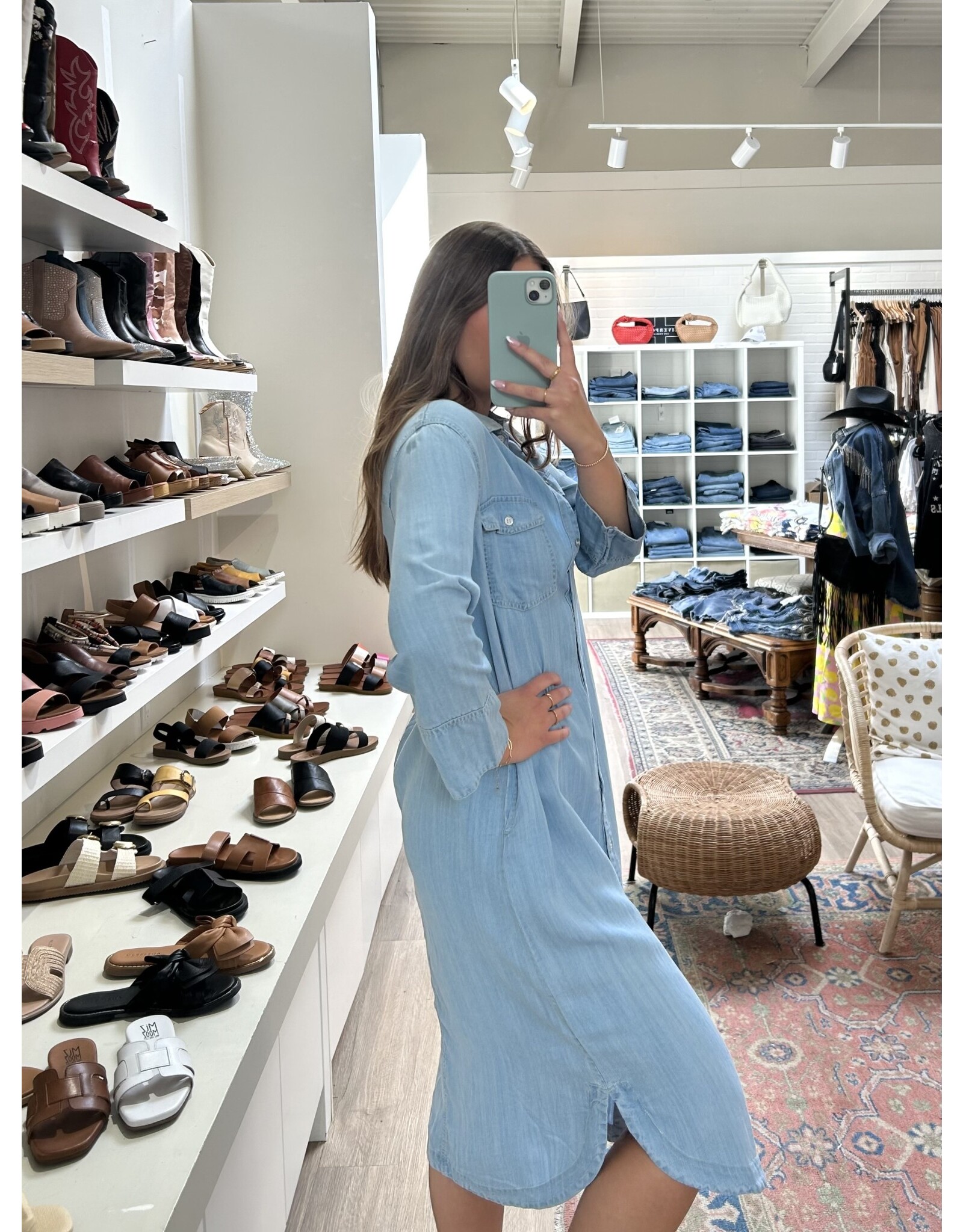 b.young b.young - Lana Denim Shirt Dress (Light Blue)