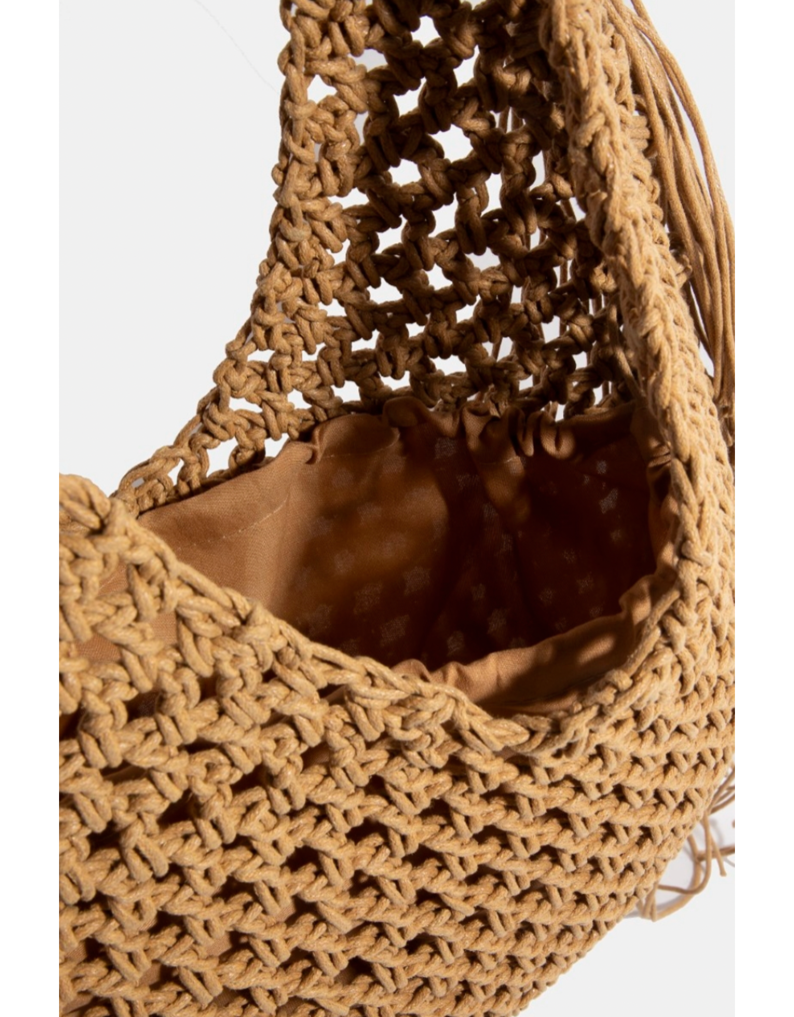 Fame Accessories Boho Bliss Long Fringe Braided Tote Bag