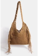 Fame Accessories Boho Bliss Long Fringe Braided Tote Bag