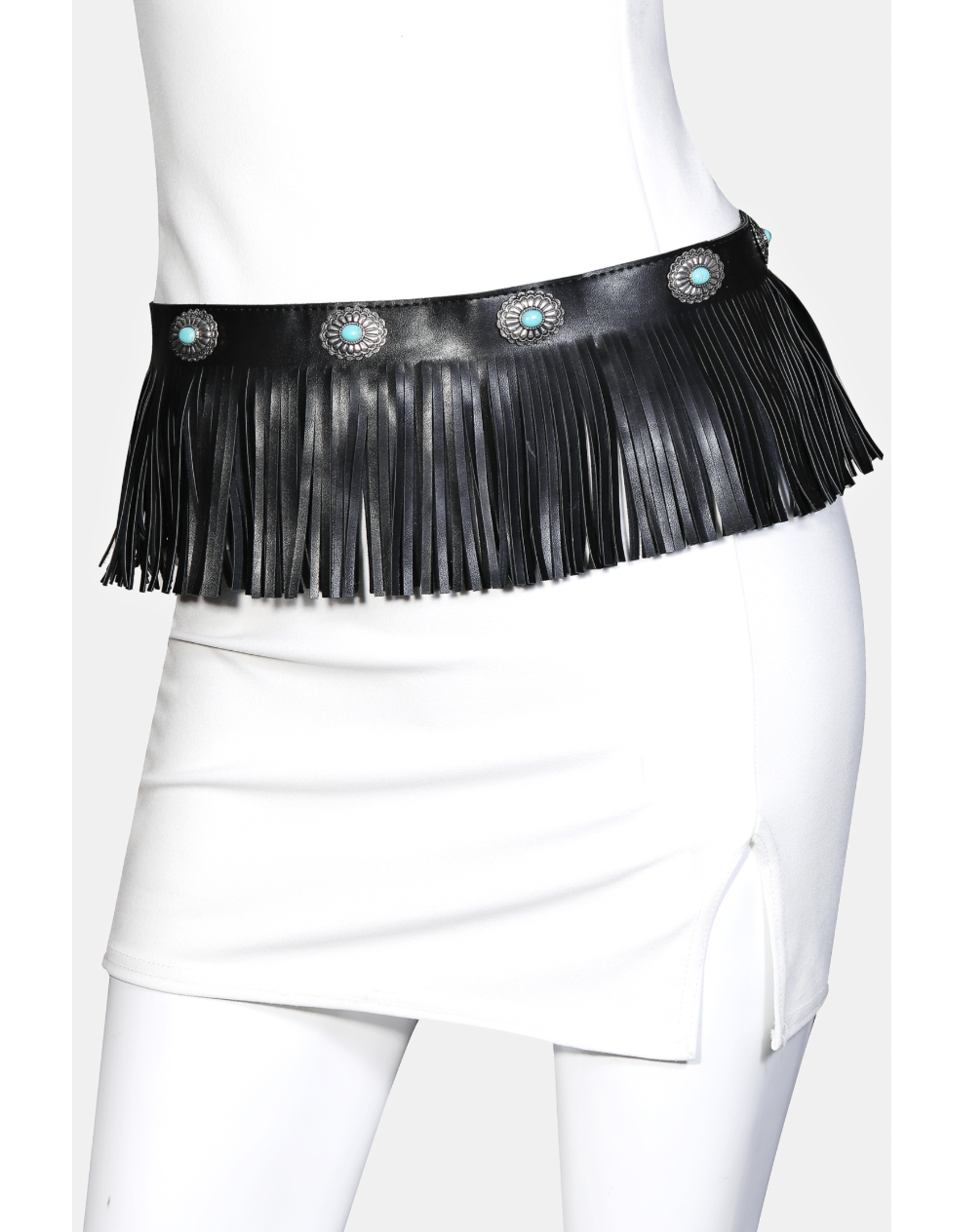Fame Accessories Boho Luxe Leather Fringe Belt