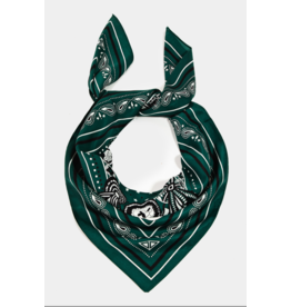 Fame Accessories Ribbon And Braids Paisley Square Bandana (Green)