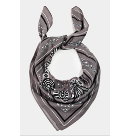 Fame Accessories Ribbon And Braids Paisley Square Bandana (Slate)