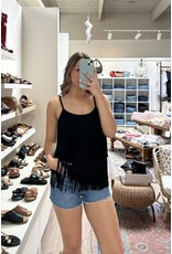 Vocal Vocal - Suede cami with fringe tiers (Black)