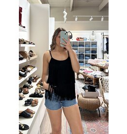 Vocal Vocal - Suede cami with fringe tiers (Black)