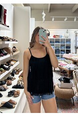Vocal Vocal - Suede cami with fringe tiers (Black)
