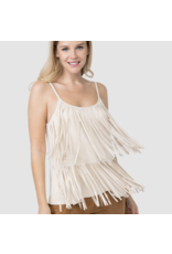 Vocal Vocal - Suede cami with fringe tiers (Natural)