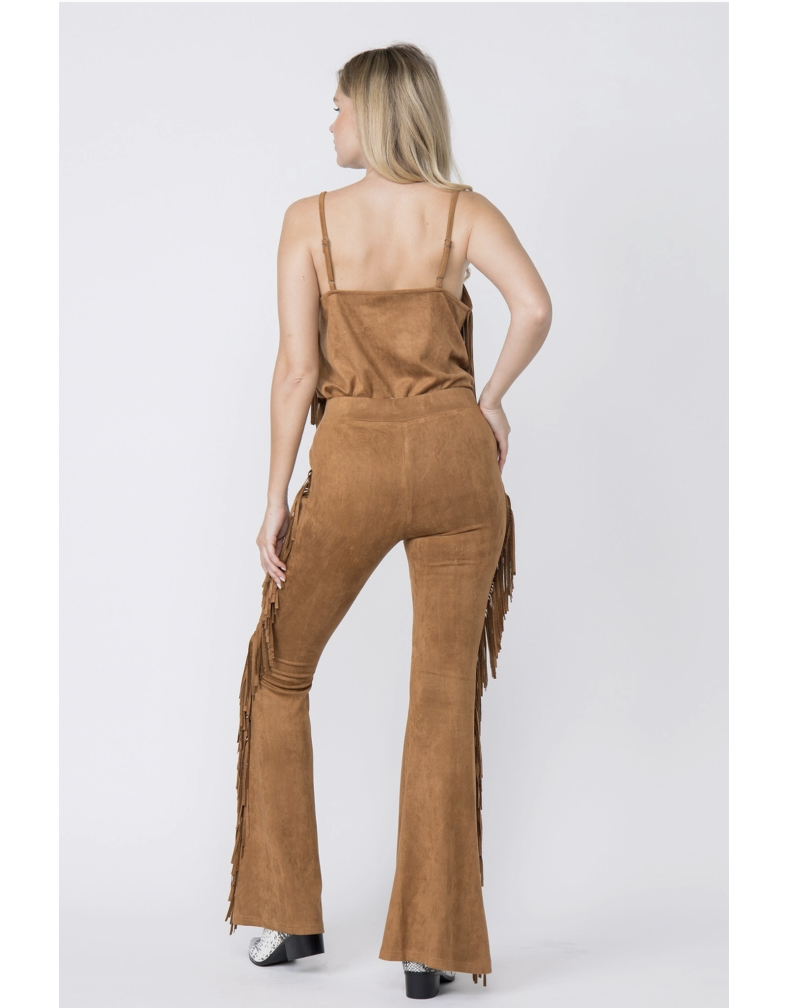 Vocal Vocal - Fringe trim suede pants (Camel)