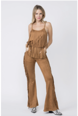 Vocal Vocal - Fringe trim suede pants (Camel)