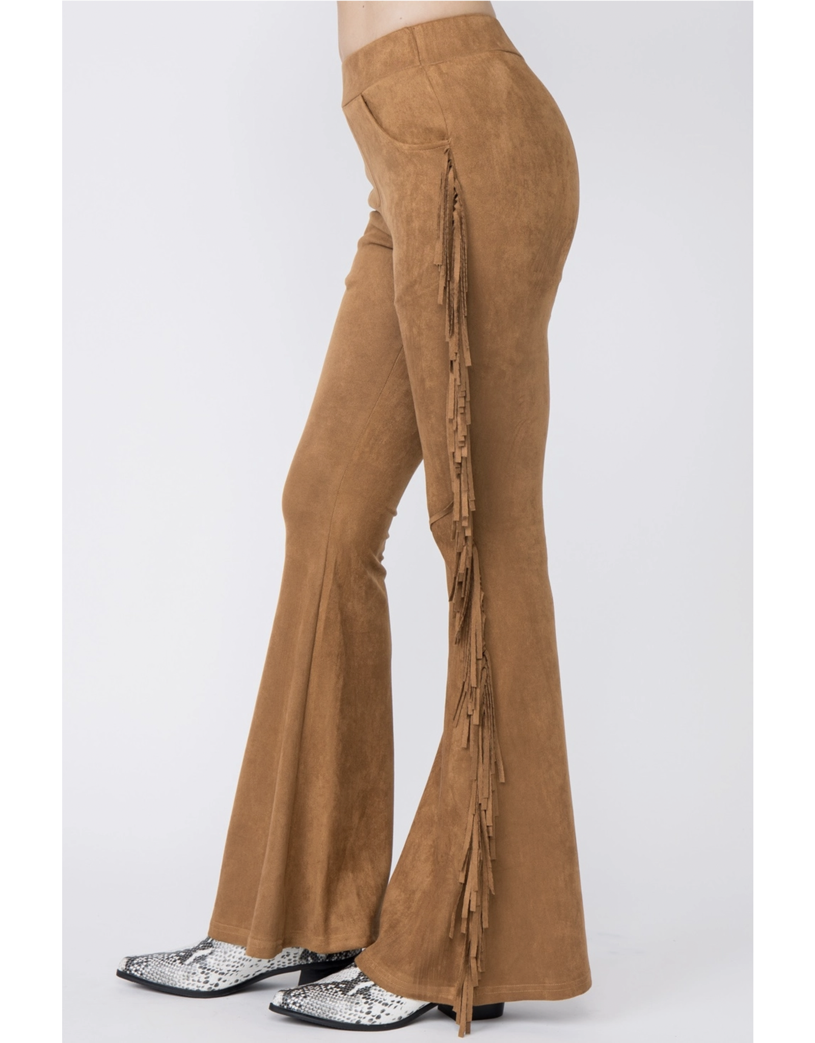 Vocal Vocal - Fringe trim suede pants (Camel)