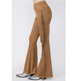 Vocal Vocal - Fringe trim suede pants (Camel)
