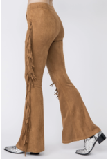 Vocal Vocal - Fringe trim suede pants (Camel)