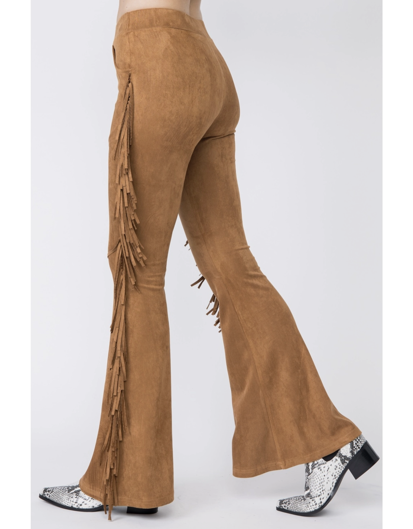 Vocal Vocal - Fringe trim suede pants (Camel)
