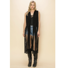Vocal Vocal - Maxi length fringe vest (Black)