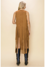 Vocal Vocal - Maxi length fringe vest (Camel)