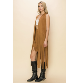 Vocal Vocal - Maxi length fringe vest (Camel)
