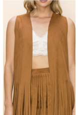 Vocal Vocal - Maxi length fringe vest (Camel)