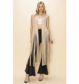 Vocal Vocal - Maxi length fringe vest (Cream)